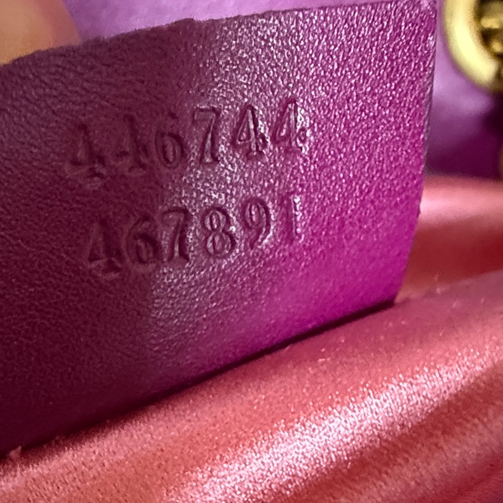 GUCCI Medium Sz Purple-Pinkish Velvet Gold Chain Shoulder/Crossbody Bag - Picture 15 of 16